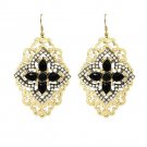 Black Gold Earrings Baroque Gold Earrings Rhinestone Cross Gold Earrings 3'