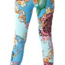 Flower Leggings Oriental Design Leggings Scarf Print Baroque Legging