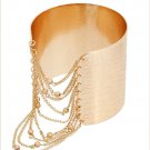 Chunky Wide Gold Bracelet  with Chains Textured Bangle Statement Bracelet 2.4'