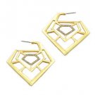 Gold Crystal Jewel Earrings Jewel Shape Earrings Geo Earrings Gold Earrings