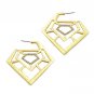 Gold Crystal Jewel Earrings Jewel Shape Earrings Geo Earrings Gold Earrings