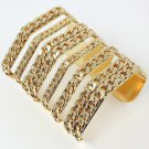 Gold Chain Cuff Bracelet Wide Gold Bracelet Chain Bracelet Gold Plated  4 inches