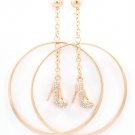 Gold Hoop Earrings Dangle Crystal Shoe Earrings Chain Earrings 4 inches Long