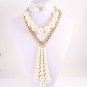 Chunky Cream Pearls Earrings Set Multi Pearl Necklace Ivory Pearls Gold Chain