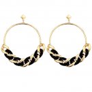 Big Chunky Gold & Black Chain Hoop Earrings Gold Earrings Gold Hoop Earrings 4"
