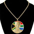 Gold Nelson Mandela Pendant Necklace Freedom Statement Gold Chain Necklace