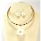 Bold Gold and Cream Pearl Necklace Set Pearl Choker Necklace Set Large Pearl