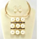 Bold Gold and Cream Pearl Necklace Set Pearl Choker Necklace Set Multi Row