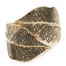 Antique Gold Color Leaf Bangle Bracelet Chunky Gold Bangle Gold Leaf Bracelet