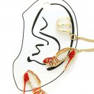 New Red and Gold High Heel Shoe Earrings Shoe Ear Cuff Earrings Red Earrings