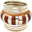 Chunky Silver Brown Bangle Bracelets Multi Layer Bangles Gold Bangles 3 inches