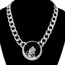 Silver Afro Lady Necklace Afro Diva Pendant Necklace Statement Chain Necklace
