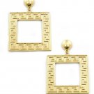 Large Gold Greek Key Earrings Gold Earrings Maze Pattern Earrings 3 inches
