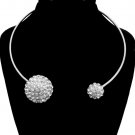 Silver Crystal Ball Necklace and Earrings Set Silver Necklace Silver Statement