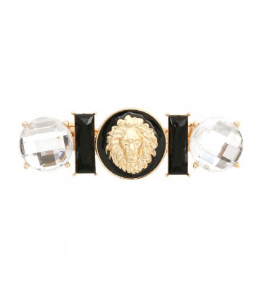 Black Lion Head Ring Stretch Ring  Lion 3 Finger Ring w/stones Leo Lion