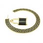 Black & Silver Greek Key Hoop Earrings with Lock Pendant Lock Hoop Earrings 3'