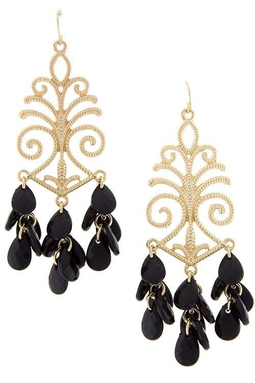 Black and Gold Earrings Baroque Design Earrings Black Earrings 3 inches