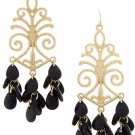 Black and Gold Earrings Baroque Design Earrings Black Earrings 3 inches