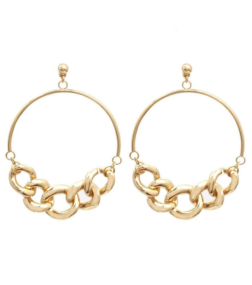 New Lightweight Gold Chain Hoop Earrings Gold Earrings Gold Hoop Earrings 3.1'