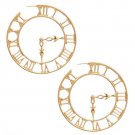New Statement Gold Roman Numeral Clock Earrings Roman Numeral Hoop Earrings 3'