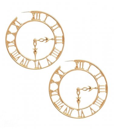 New Statement Gold Roman Numeral Clock Earrings Roman Numeral Hoop Earrings 3'