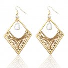 Geo Shape Chain Earrings with Dangle Crystal Gold Earrings Dangle 4 inches