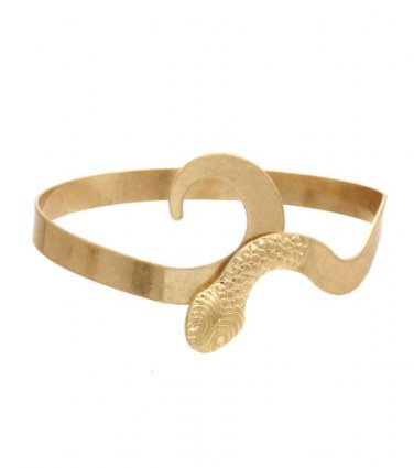 Snake Bracelet Upper Arm Cuff Burnished Gold Adjustable Armband Egyptian Style