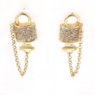 Bling Gold Lock and Key Earrings Gold Plated Lock Earrings Key Earrings 2.75'