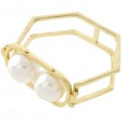Gold Hexagon Chunky Pearl Bracelet Gold Bracelet Cream Pearl Geometric Bracelet