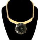 Bold Hematite Stone Gold Cocoon Chain Necklace Gold Chain Necklace Snake Chain