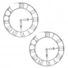 Statement Silver Roman Numeral Clock Earrings Roman Numeral Hoop Earrings 3'
