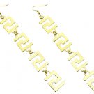 Long Gold Greek Key Earrings Maze Earrings Gold Earrings Super Long Earrings 5'