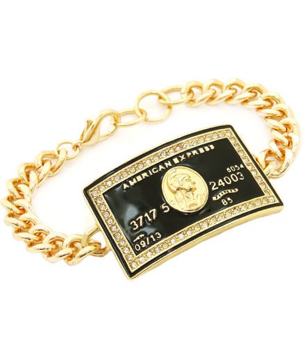 Gold Chain Credit Card Bracelet Gold & Black Bracelet Gold Bracelet Rhinestone