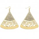 Statement Earrings Gold Triangle Earrings with Crystals Gold Dangle Earrings  4'