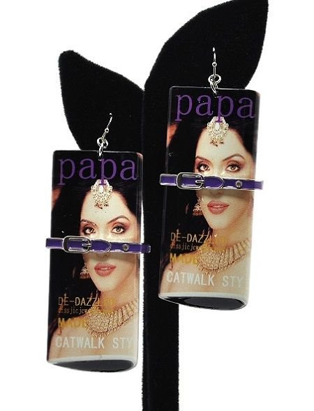 Magazine Clutch Purse Earrings Multi Color Papa Magazine Earrings Black Purple