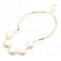 Gold and Cream Pearl Necklace Earrings Set Chunky Pearl Necklace Stud Earrings