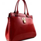 Red Patent Leather Handbag With Lock Purse Zip Shoulder Strap Latest Fashion