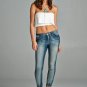 Washed Dark Denim Cropped Jean Jogger Skinny Slim Fit Ankle Length for Women