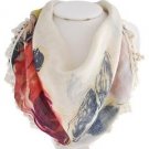 Multi Color Flower Print Scarf Necklace Bib Statement Fashion Jewelry for Women