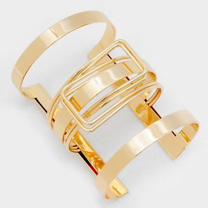 Katui Wide Cutout Cuff Bracelet Gold Plated 3.2 inches Women's Fashion Jewelry