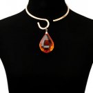 Big Orange Crystal Pendant Necklace Choker Statement Women's Fashion Jewelry