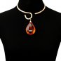 Big Orange Crystal Pendant Necklace Choker Statement Women's Fashion Jewelry