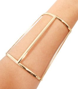 Minimal Line Cutout Wide Cuff Bracelet Gold Plated 4 inches Fashion Jewelry