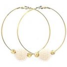 Large Statement Gold Plated Cream Pearl Bead Hoop Earrings Fashion Jewelry 3"
