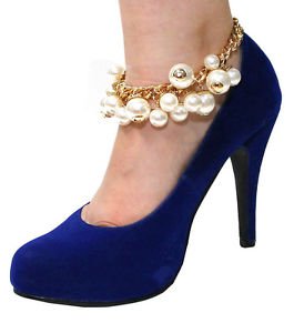 Chunky Multi Cream Pearl Anklet Gold Plated Metal Statement Fashion Jewelry