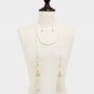 Unique Long Double Cream Pearl Tassel Wrap Necklace Set Womens Fashion Jewelry