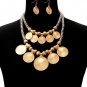 Black and White Thread Rope and Gold Medallion Pendant Necklace Statement