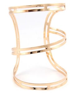 Lined Minimal Cutout Wide Cuff Bracelet Gold Plated 3.5 inches Fashion Jewelry