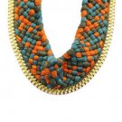 Unique Multi Color Crochet Braid Thread Necklace Bib Box Chain Statement