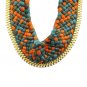 Unique Multi Color Crochet Braid Thread Necklace Bib Box Chain Statement